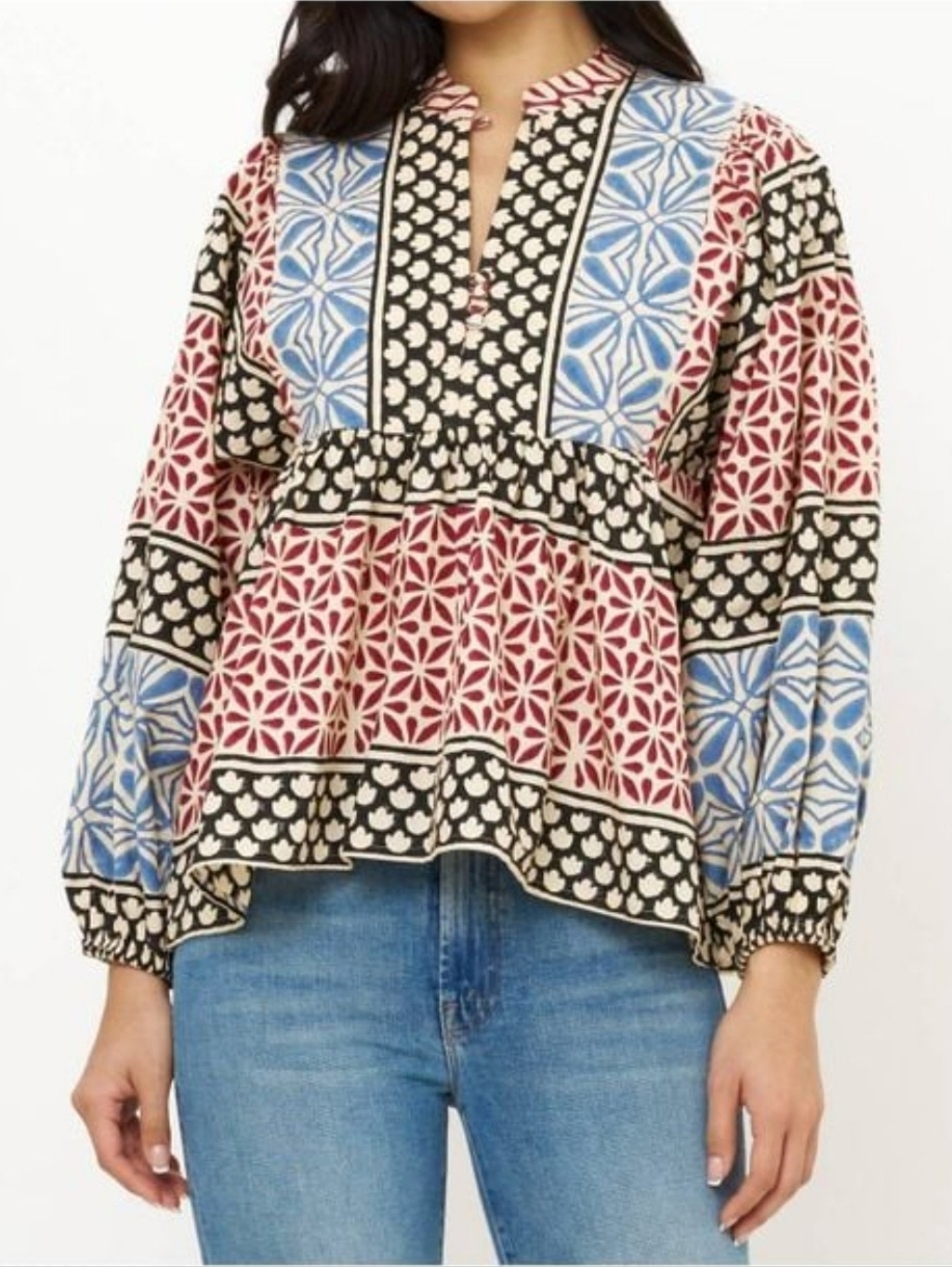 Oliphant Mandarin Balloon Top in Sultan Black Size XS